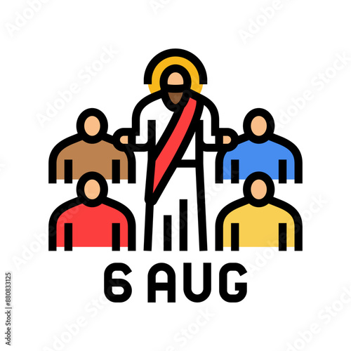 transfiguration of jesus feast catholic holiday color icon vector. transfiguration of jesus feast catholic holiday sign. isolated symbol illustration