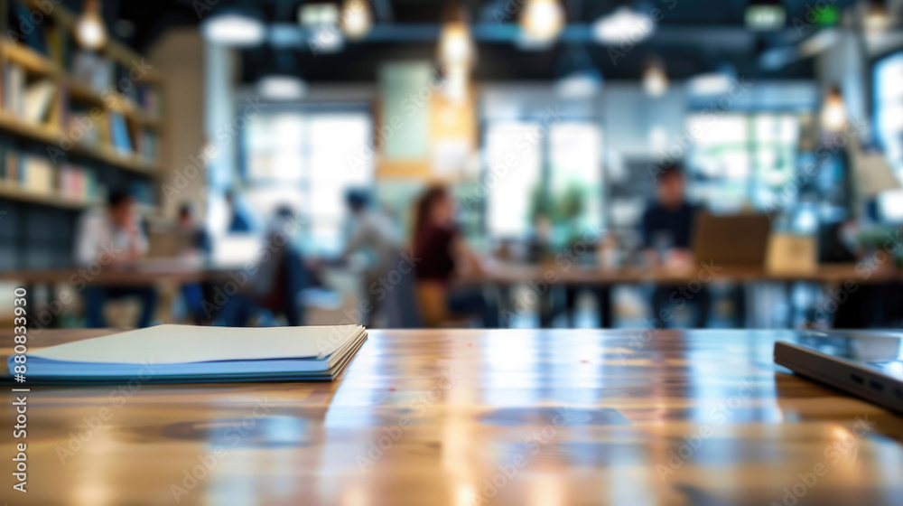 Office Background with Blurry People, Documents, and Laptops Office Background with Blurry People, Documents, and Laptops