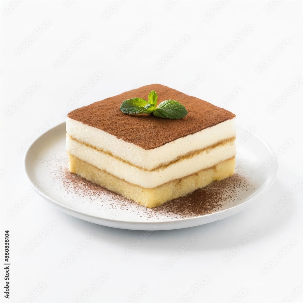 Tiramisu in a plate isolated on white background Tiramisu in a plate isolated on white background