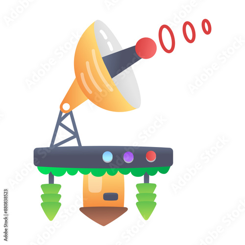 An icon of parabolic satellite in flat style  