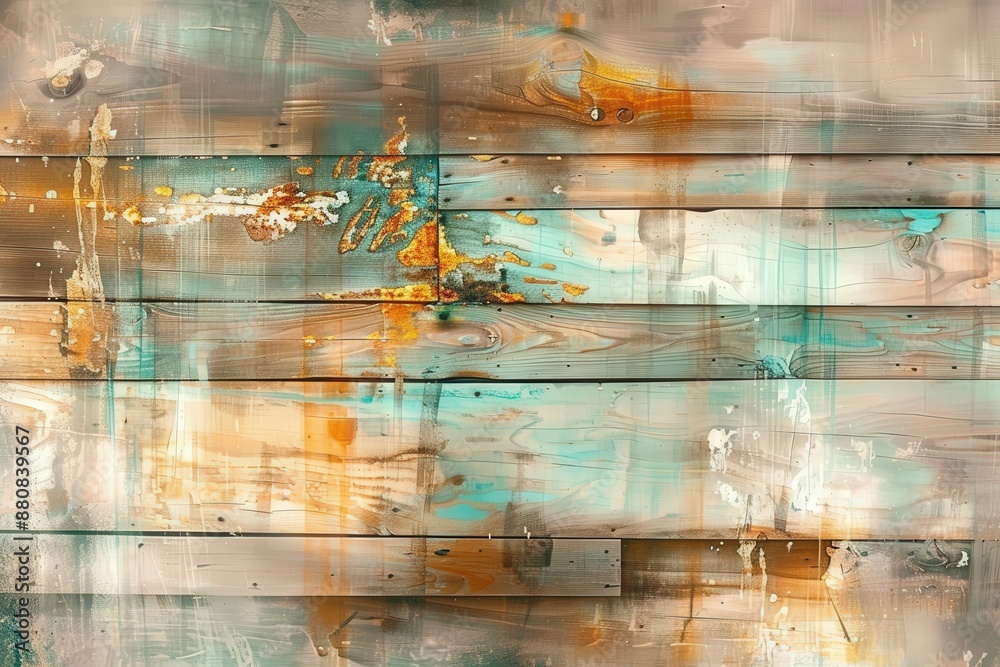 Naklejka premium Abstract Painted Dark Wooden Wall with Weathered Horizontal Wood Planks