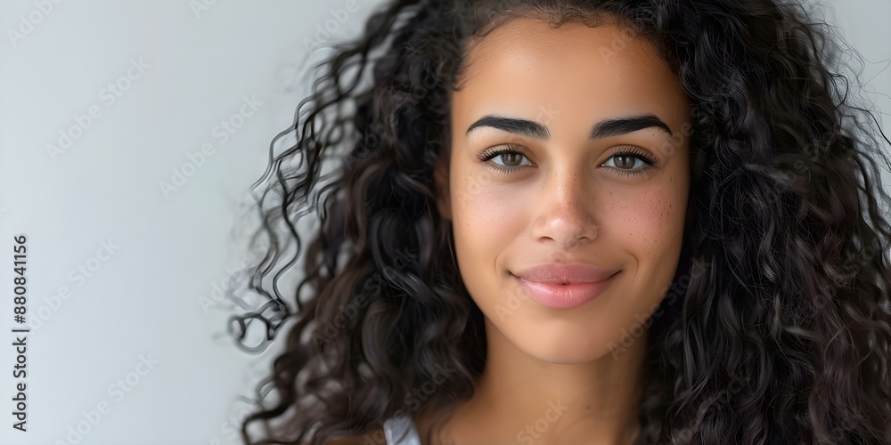 Radiant Middle Eastern Woman with Lustrous Skin and Cascading Curly Dark Hair. Concept Middle Eastern beauty, Lustrous skin, Curly dark hair, Radiant woman Radiant Middle Eastern Woman with Lustrous Skin and Cascading Curly Dark Hair. Concept Middle Eastern beauty, Lustrous skin, Curly dark hair, Radiant woman