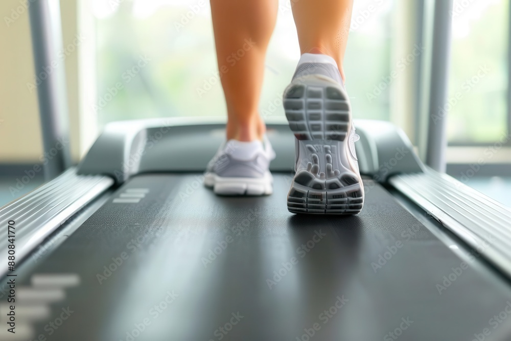 A person exercising on a treadmill, representing efforts to combat obesity A person exercising on a treadmill, representing efforts to combat obesity