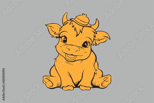 a cute baby cow smiling domestic animal