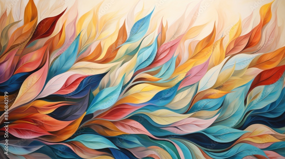 Abstract leaves dancing in gentle breeze