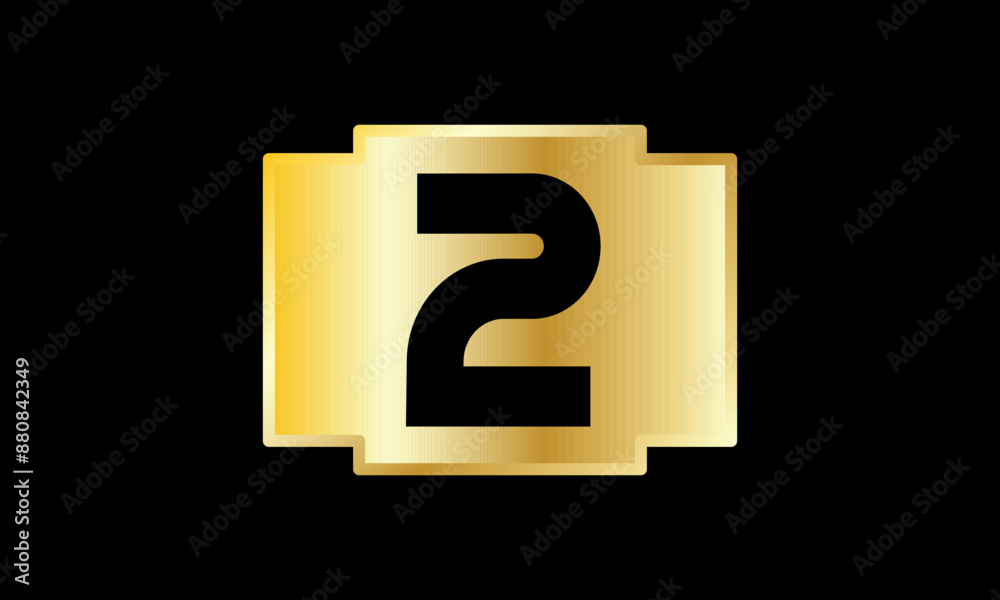 2 Number Rectangle Logo Gold Minimalist Elegant Business 2 Number Rectangle Logo Gold Minimalist Elegant Business