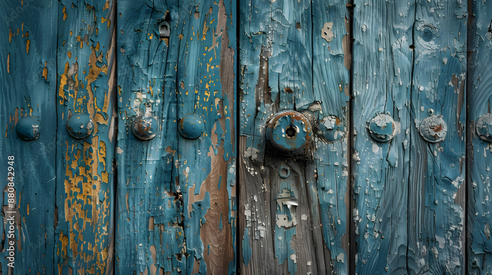 A blue door with a rusty lock A blue door with a rusty lock