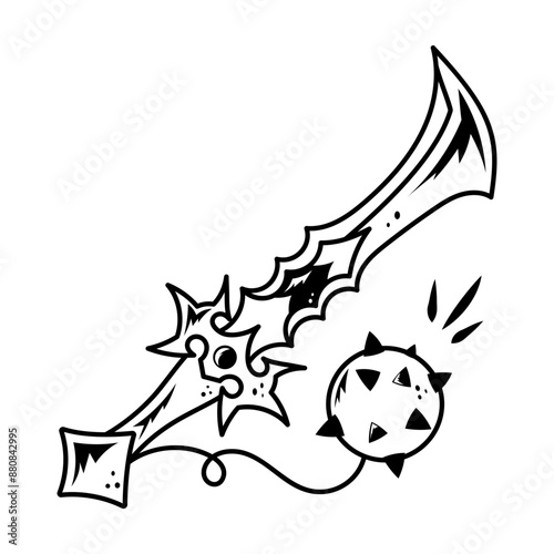 An outline icon of mace sword 