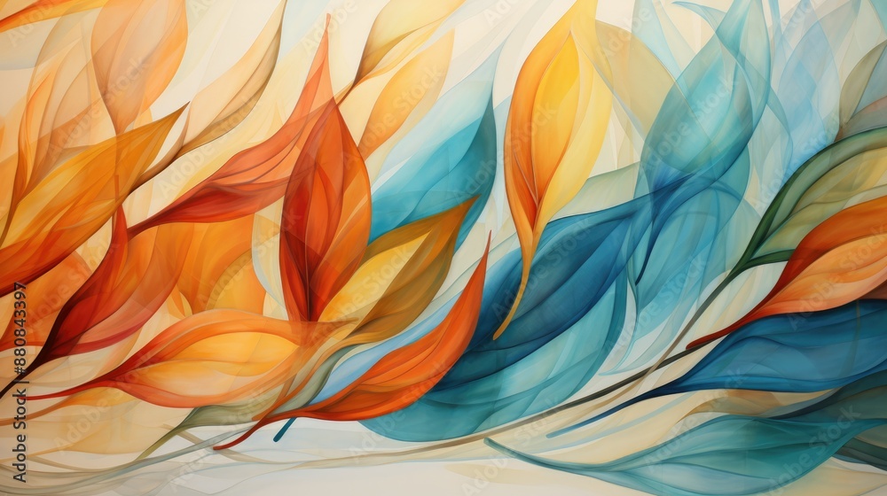 Abstract leaves dancing in gentle breeze Abstract leaves dancing in gentle breeze