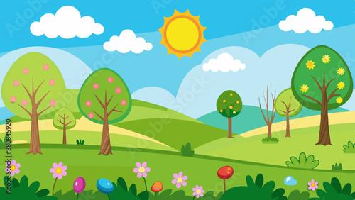 spring landscape background vector illustration 