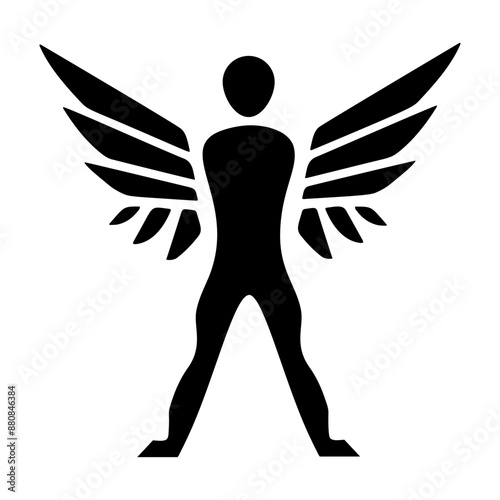Standing heavenly being, glyph style icon 