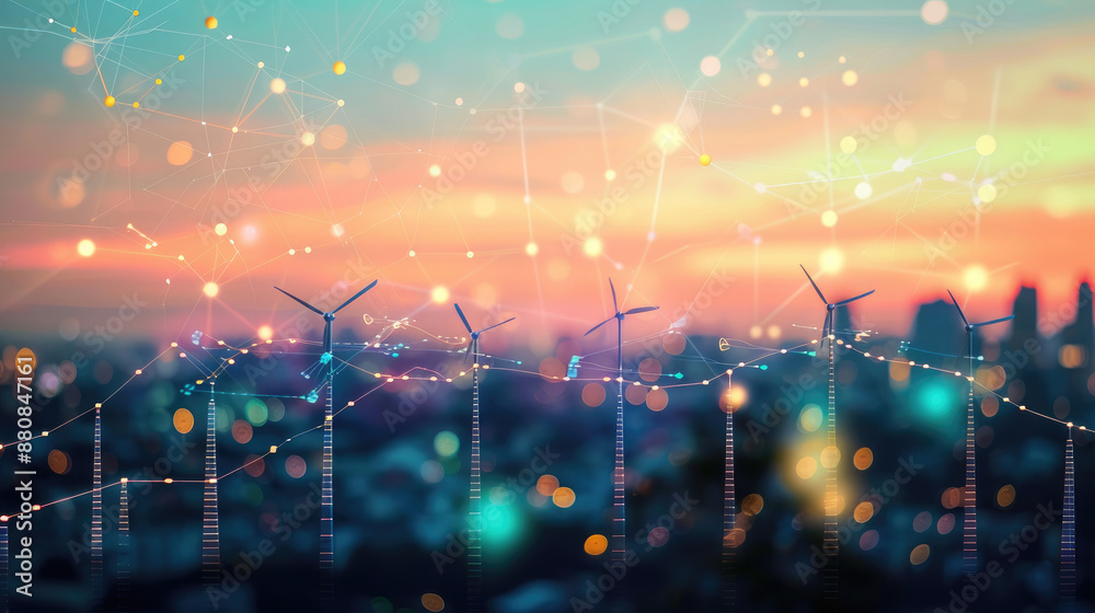 Obraz premium Energy Price Increase and Shift to Renewable Resources Illustrated with Graph