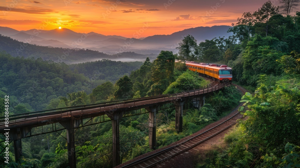 Fototapeta premium Train Journey through the Mountains