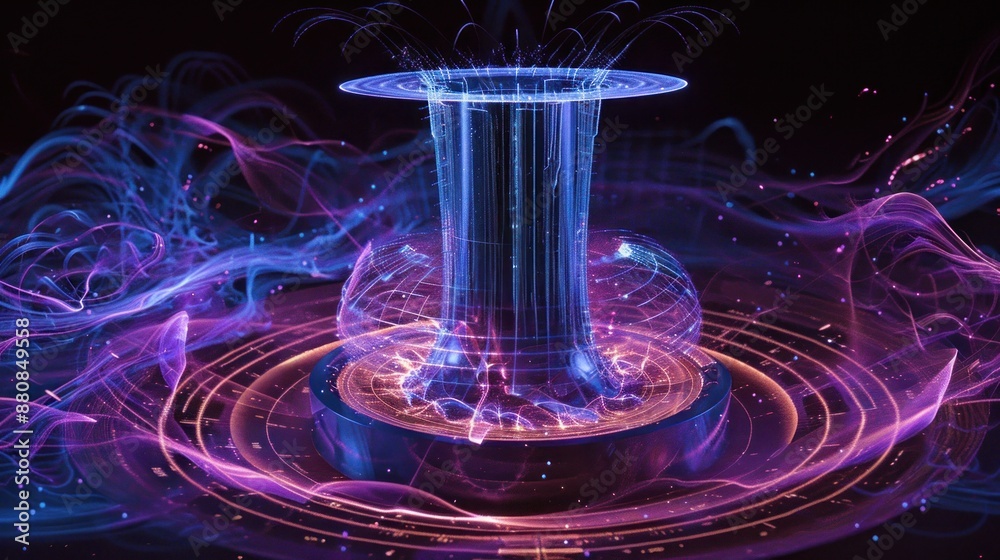Obraz premium Abstract Glowing Digital Portal with Swirling Energy