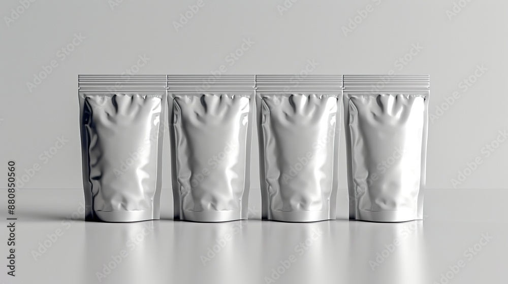 Maquetas de varios envases tipo bolsa con espacio para texto. Concepto de publicidad. Maquetas de varios envases tipo bolsa con espacio para texto. Concepto de publicidad.