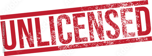 Unlicensed. Grunge Red Stamp.