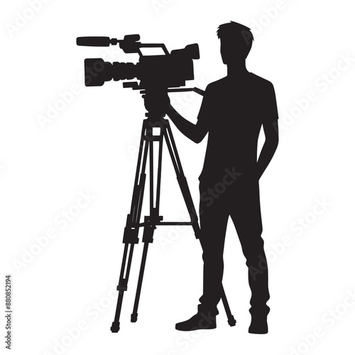 Cameraman silhouette vector illustration isolated on a white background