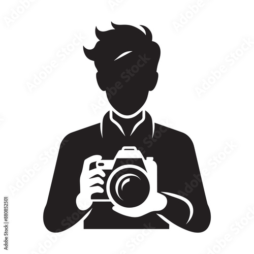 Cameraman silhouette vector illustration isolated on a white background