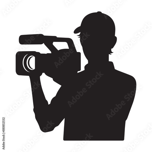 Cameraman silhouette vector illustration isolated on a white background
