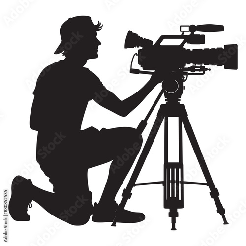 Cameraman silhouette vector illustration isolated on a white background