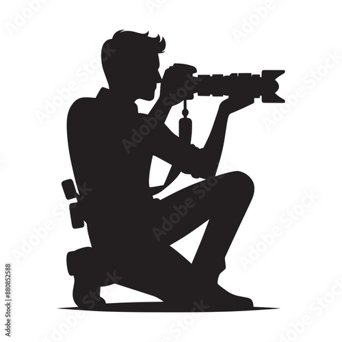 Cameraman silhouette vector illustration isolated on a white background