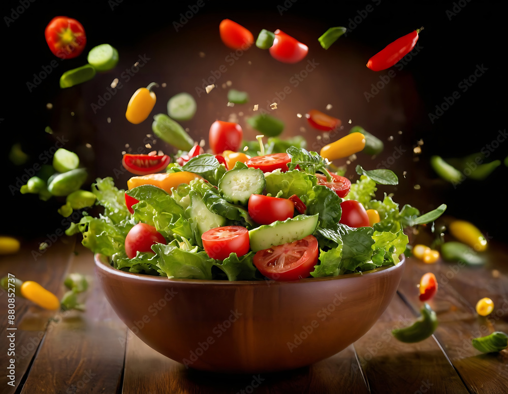salad bowl with colorful ingredients like lettuce, tomatoes, cucumbers, and bell pepper salad bowl with colorful ingredients like lettuce, tomatoes, cucumbers, and bell pepper