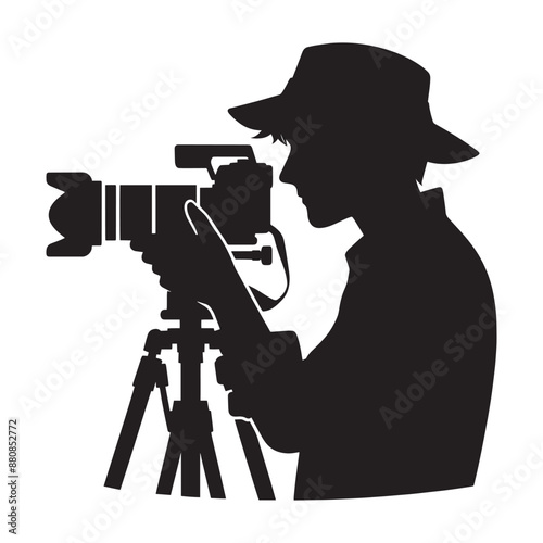 Cameraman silhouette vector illustration isolated on a white background