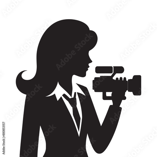 Cameraman silhouette vector illustration isolated on a white background