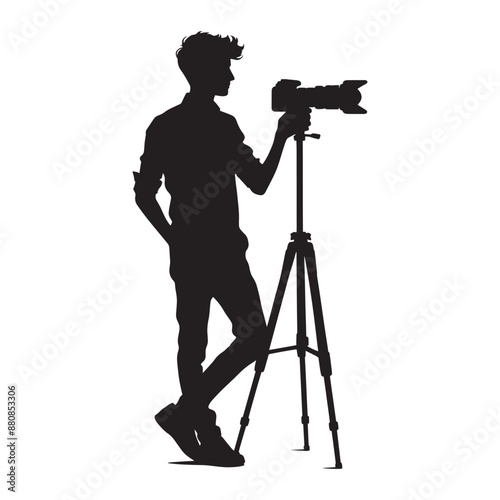 Cameraman silhouette vector illustration isolated on a white background