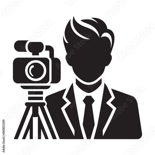 Cameraman silhouette vector illustration isolated on a white background