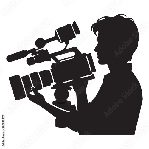 Cameraman silhouette vector illustration isolated on a white background