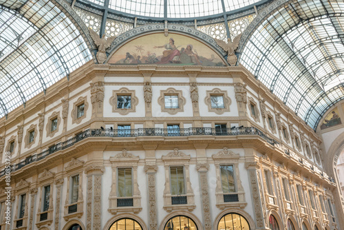 Views from Galleria Vittorio Emanuele II, Italy's oldest shopping gallery in the city of Milan.