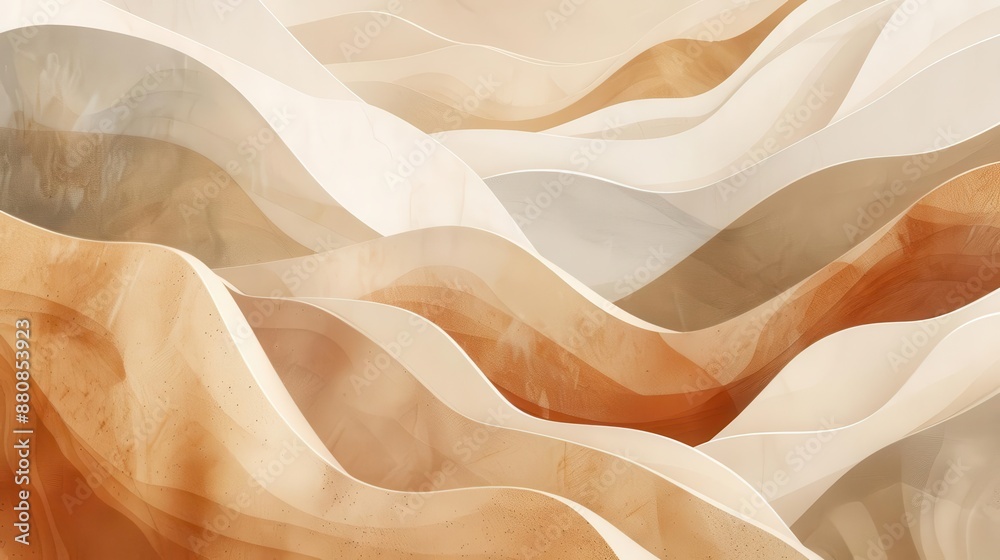 abstract organic forms in soothing earth tones fluid shapes reminiscent of natural landscapes calming biophilic design perfect for modern interiors digital artwork with painterly texture