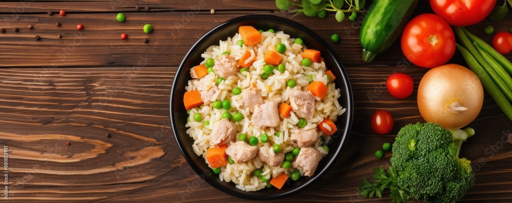 Weekly canine meal plan with fresh chicken, rice, and vegetables, balanced diet Weekly canine meal plan with fresh chicken, rice, and vegetables, balanced diet
