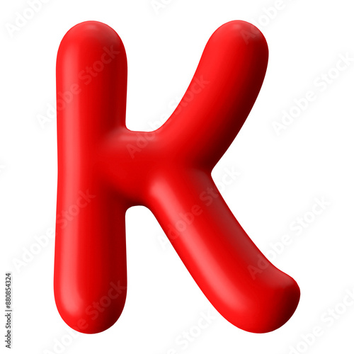 Red 3D Font Letter K