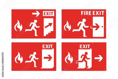 Emergency exit sign basement warning symbol vector in red color