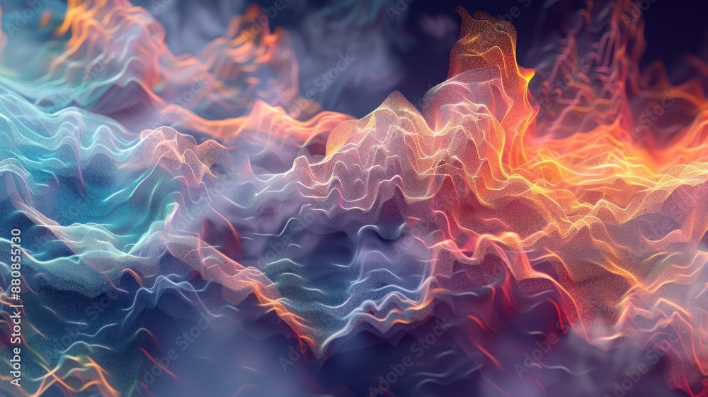 Abstract Wavy Landscape of Glowing Colors