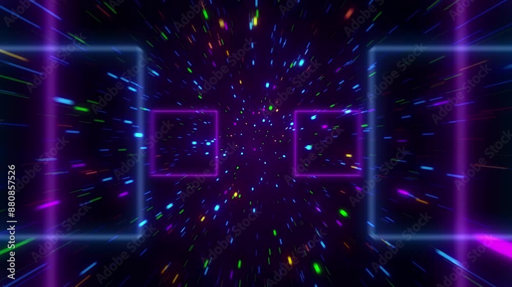 Abstract retro style 90s digital futuristic lightspeed disco neon party laser pattern background.