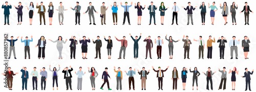 Set of businesspeople collection. Huge set of white collar worker people in professional clothing working in business office and finance. Flat design vector illustration on white background