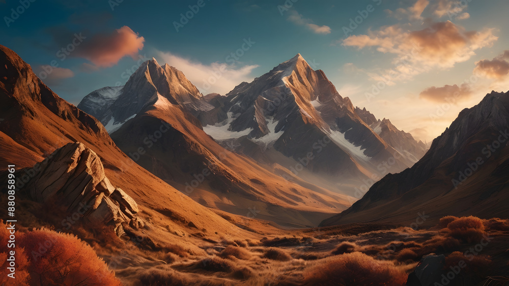 Naklejka premium Majestic Mountain Landscape with Vibrant Colors