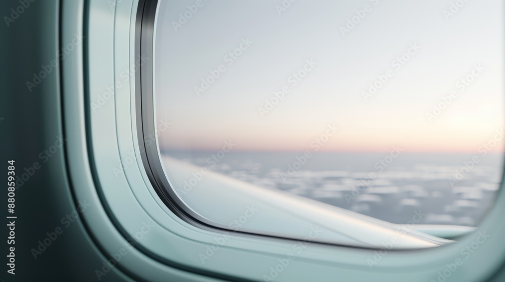 Naklejka premium High-resolution airplane windows flat design side view transportation theme 3D render Split-complementary color scheme, very detailed, a high-resolution photo