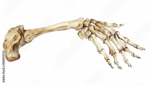 Skeleton hand clipart, Halloween element, watercolor art, isolated on white background