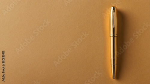 aesthetic generic slim gold pen vertically isolated in background