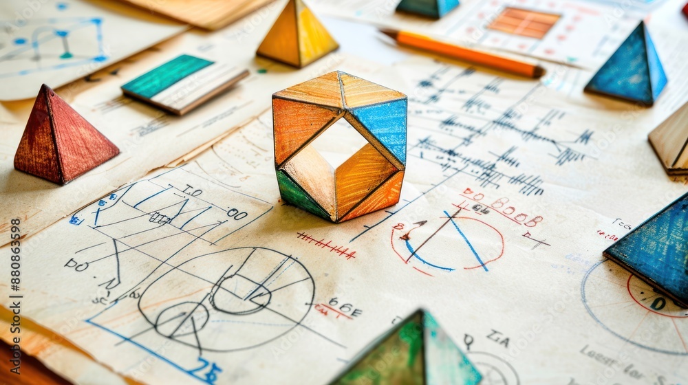 Geometric Shapes on a Paper with Handwritten Notes Geometric Shapes on a Paper with Handwritten Notes