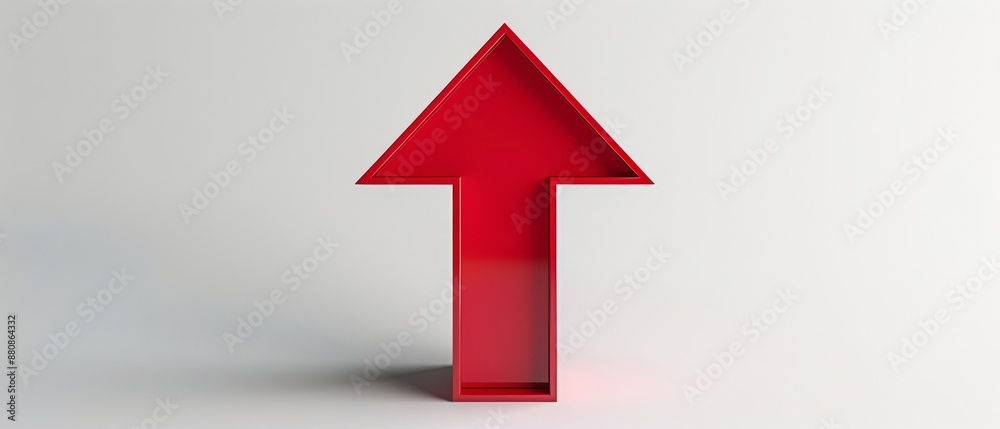 Red arrow pointing upwards on white background. Red arrow pointing upwards on white background.