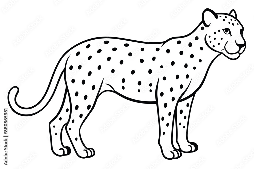 Leopard line art vector illustration for cartoons, clipart, and design - perfect for prints. Leopard line art vector illustration for cartoons, clipart, and design - perfect for prints.