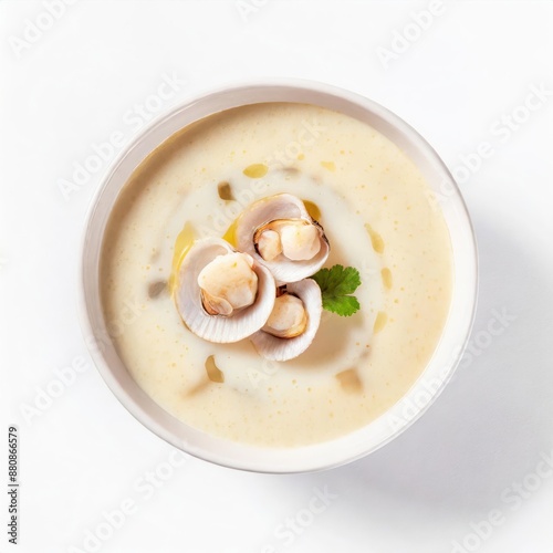 Clam chowder isolated on white background