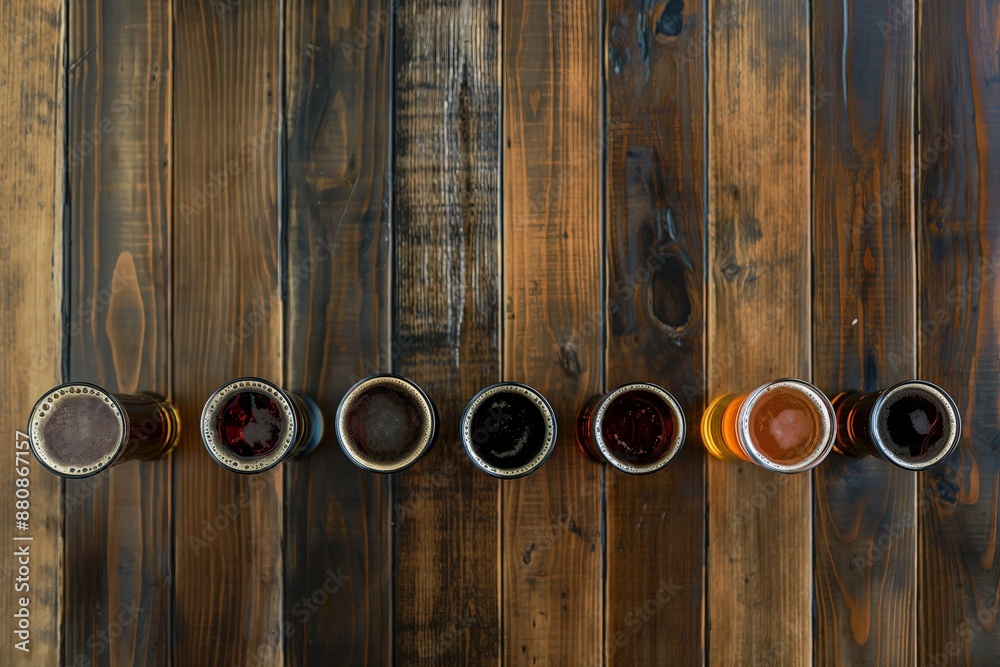 Beer Tasting on Wooden Table Beer Tasting on Wooden Table