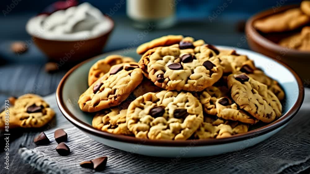  Deliciously tempting chocolate chip cookies ready to be savored