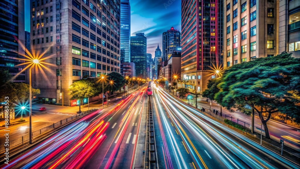 Fototapeta premium Hyperlapse fast motion at the night streets